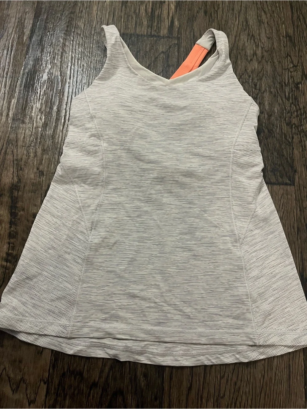 lululemon athletica Light Gray Tank with Coral Strap Detail